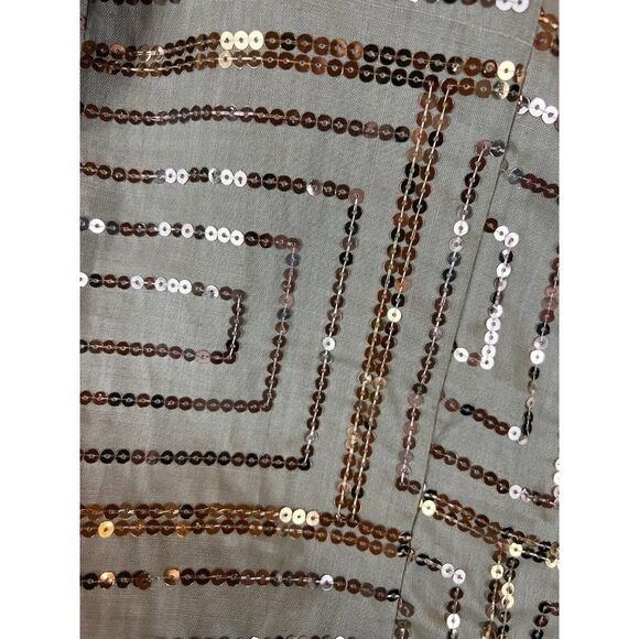 NIGHT STUDIO LINEN beige linen sequins 3/4 sleeve blazer jacket blouse tunic 8 - Picture 4 of 13